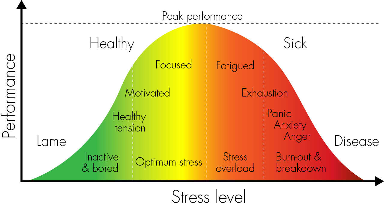 Image result for yerkes-dodson law from healthy pressure to unhealthy stress